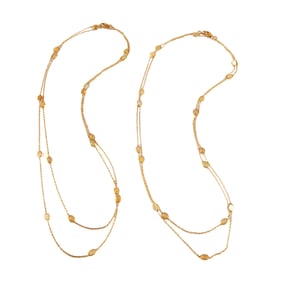 Two Matching Opal, Vermeil Necklaces.