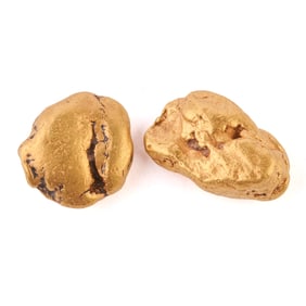 Two South Yuba River Natural Gold Nuggets.
