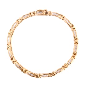Diamond, 10k Yellow Gold Bracelet.