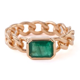 Emerald, 14k Yellow Gold Ring.