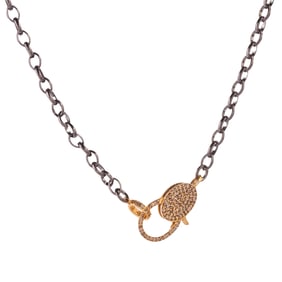 Diamond, Vermeil, Oxidized Silver Necklace.