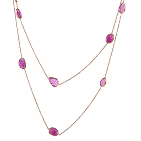 Ruby, 14k Yellow Gold Necklace.