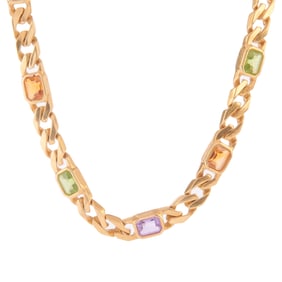 Multi-Stone, 18k Yellow Gold Necklace.