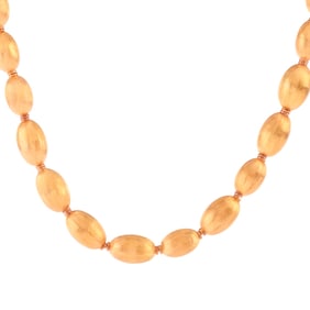18k Yellow Gold Bead Necklace.