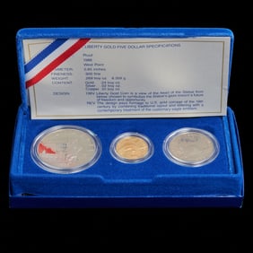 US 1986 Liberty Three Coin Set in Original Box