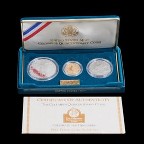 US 1992 Columbus Quincentenary Commemorative 3 Coin Set