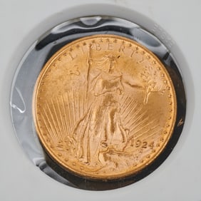 US 1924 Saint Gaudens $20.00 Gold Coin, BU Condition