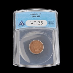 US 1909 (S) Indian Head Penny ANACS VF 35