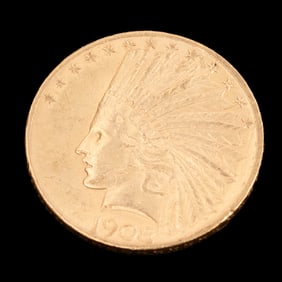US 1908 $10.00 Indian Head Gold Coin, Half Ounce