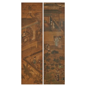 Pair of Chinese Silk Painting Panels