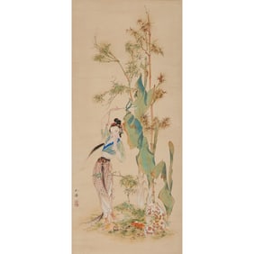 Attributed to Hu Yefo, Dancing Beauty Under Banana Tree