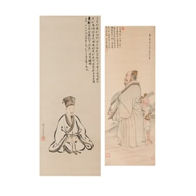 Two Japanese Figural Scrolls, Kano Seisen'in Osanobu