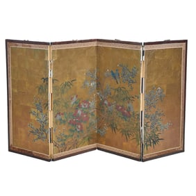 Japanese Kano School Four Panel Folding Screen