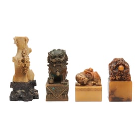 Lot of Four Chinese Seals and Carving