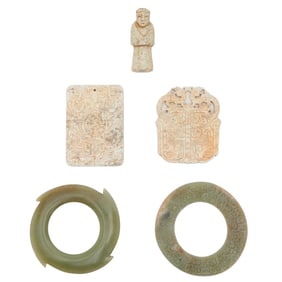 Five Chinese Archaistic Jade and Hardstone Carvings