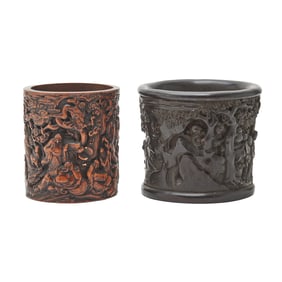 Two Chinese Carved Brushpots