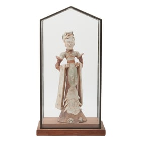Chinese Terracotta Court Lady Figure in Box
