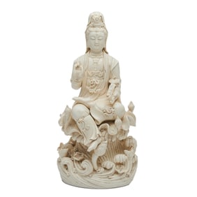 Chinese Dehua Porcelain Seated Bodhisattva, He Chaozong
