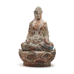 Gandhara Wood Carved Seated Buddha