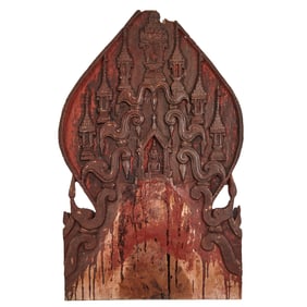 Burmese Wooden Statue of Two Deities