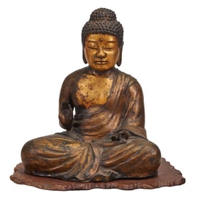 Large Chinese Gilt Bronze Seated Buddha Figure