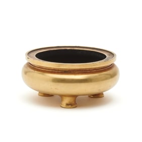 Chinese Gilt Bronze Tripod Incense Burner