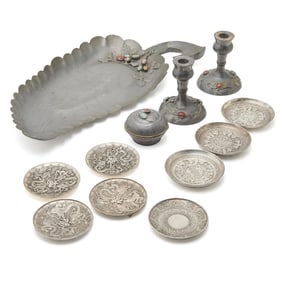 (Lot of 12) Chinese Pewter and Tin Alloys Items