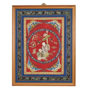 Chinese Embroidery Figural Panel.