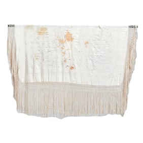 Two Chinese White Silk Shawls