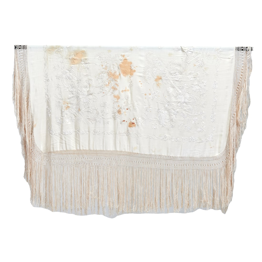 Two Chinese White Silk Shawls (1 of 5)