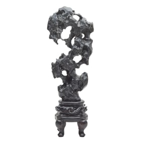 Chinese Lingbi Scholar's Rock on Stand