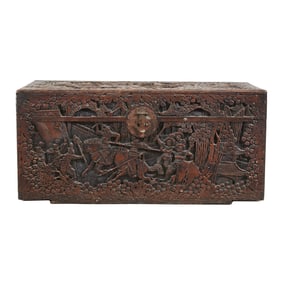 Chinese Carved Wood Trunk.