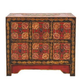 Tibetan Red Lacquered Chest