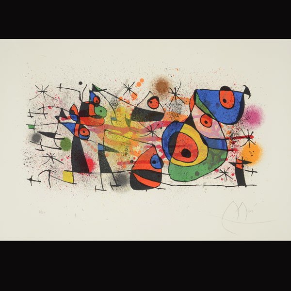 JOAN MIRO "Ceramiques" Lithograph : JOAN MIRO (Spanish 1893-1983) "Ceramiques" Lithograph on paper. Sight: 21 x 29.25 inches/ 53.3 x 74.3 centimeters. Signed lower right "Miro" Numbered lower left "31/50" Frame: 34 x 42 inches/ 86.3 x 1
