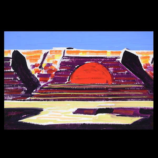 CONRAD BUFF "Monument Valley" Oil : CONRAD BUFF (American 1886-1975) "Monument Valley" Oil on board. 16 x 24 inches/ 40.6 x 61 centimeters. Signed lower right "Conrad Buff" Verso: Estate stamp reading "This painting is by Conrad Buff an