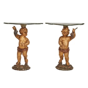 Pair of Italian Baroque Figural Console Tables