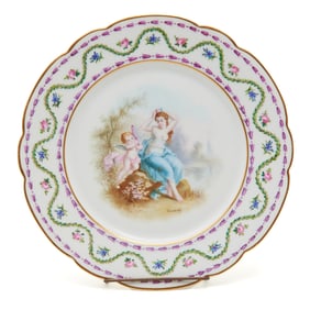Sixteen Sevres Style Dessert Plates in Two Styles