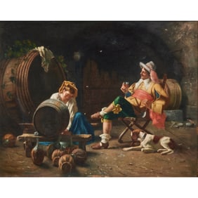 European School, Winemaker, oil on canvas