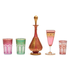 Continental Colored and Gilt Glass Drinking Articles
