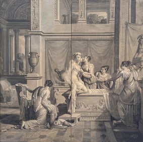 French School, The Bath of Psyche, grisaille on paper