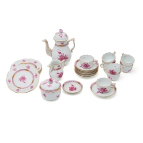 Herend Raspberry Chinese Bouquet Porcelain Tea Articles