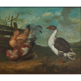 Dutch School, Fowl and Chickens, oil on panel (1 of 3)