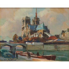 Jules Pages, Waterfront, oil on board.