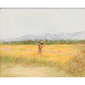 Grace Carpenter Hudson, Landscape with Native American
