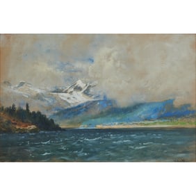 William Keith, Landscape, gouache on board