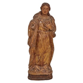 Italian Baroque Style Painted Figure of Female Saint