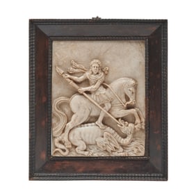 Italian Baroque Marble Relief Plaque, Saint George
