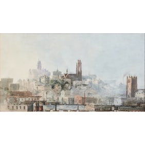 Alfred Farnsworth, View of Nobhill, SF, watercolor