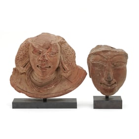 Two Egyptian and Romano Egyptian Terracotta Heads