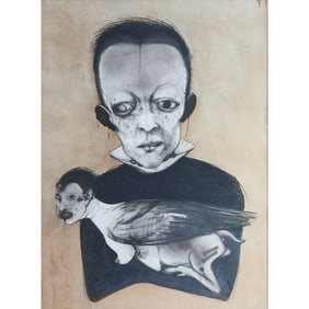 Jonathan Barbieri, Surrealist Figure and Pet, drawing